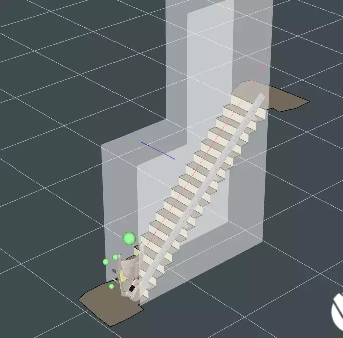 LSM Mobility Visualisation 3D d'un escalier moderne en cours de modélisation, illustrant le processus "De la modélisation à l'installation finale".